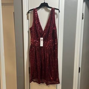 Elegant Sequin Mini Dress in Red